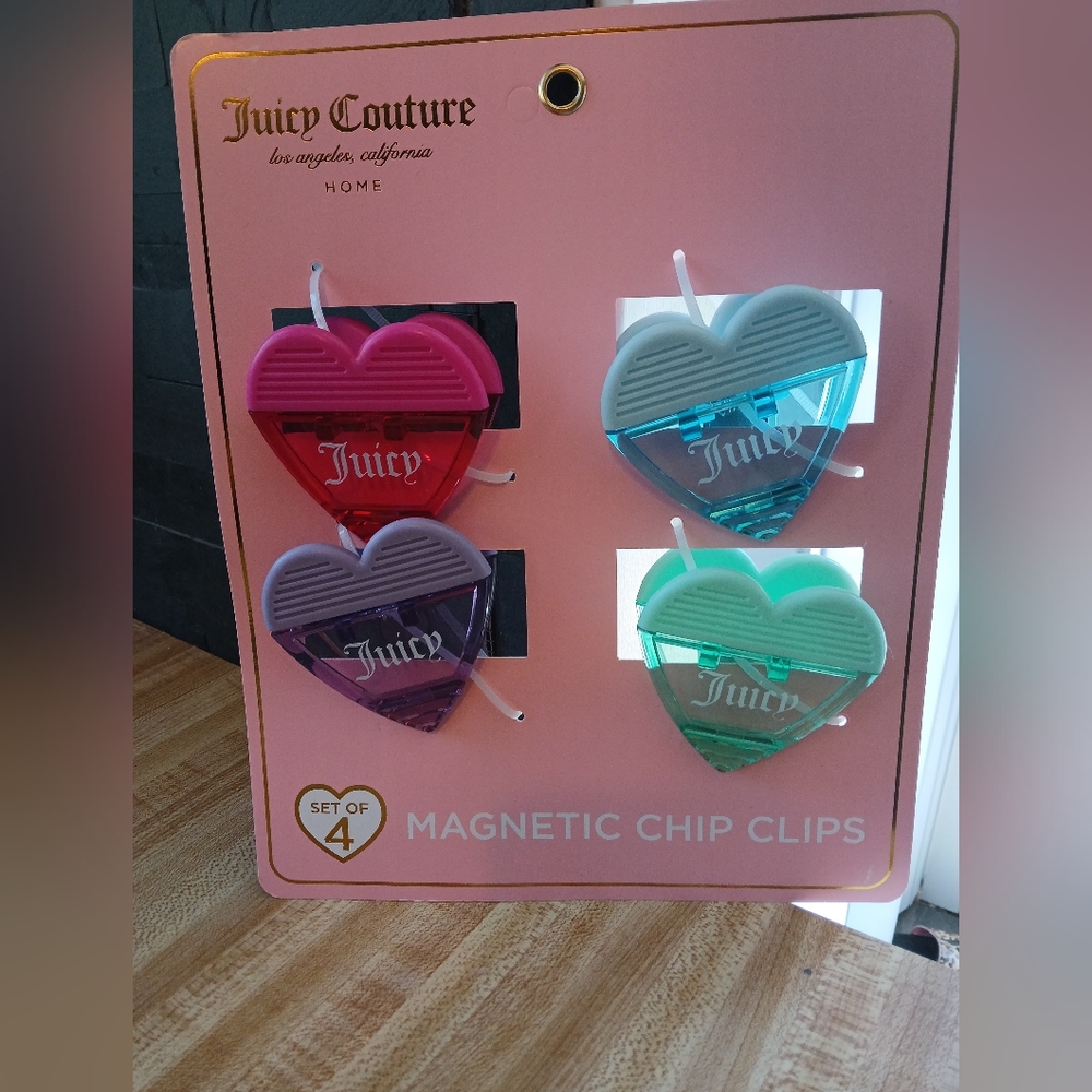 Juicy Couture Heart Magnetic Chip Clips - Pink, Blue, Purple, Red